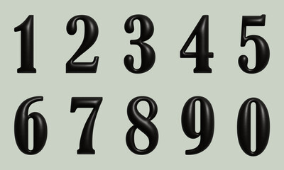 Set of vector black 3d numbers. Set of characters. Vector illustration.