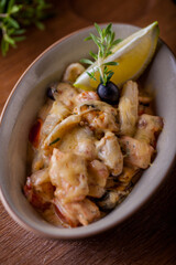 Fried sea bass with cheese