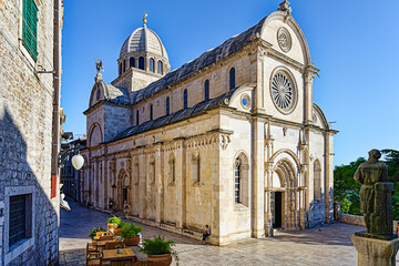 Panoramic view of the Cathedral of St. James,  on May 20, 2022, in Sibenik, Croatia.