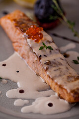 Fried piece of salmon