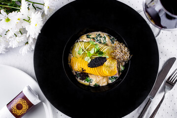 Fried sea bass steak