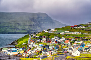 Eidi or Eiði village in the northern rural part of the Faroe Islands