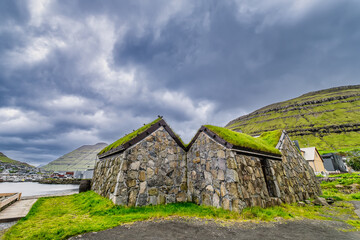 Obraz premium View of part of the city of Klaksvik on the Faroe Islands, Denmark, in North Atlantic