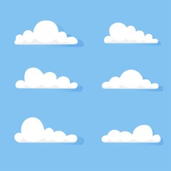 Set of white clouds, vector elements, isolated