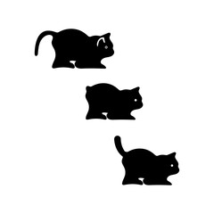 Three black cats vector logo design 