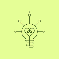 linear illustration on the theme of environmental conservation image of the contour of the heart in a light bulb