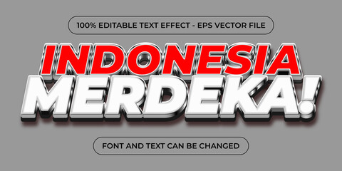indonesian independence day 17 august 3d editable text effect - obrazy, fototapety, plakaty
