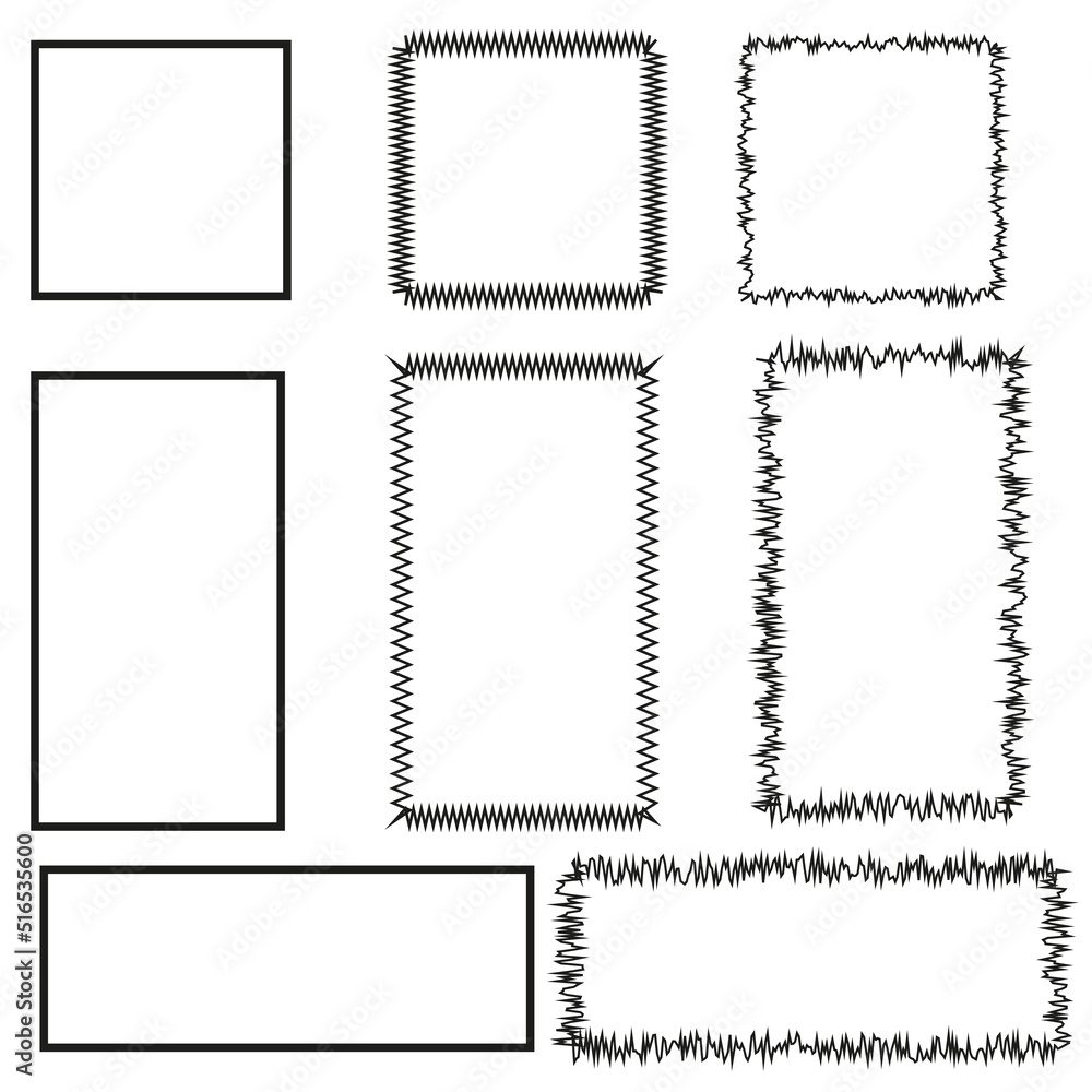 Aufkleber set frames. simple frames in sketch style. vector illustration. stock image.