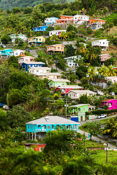 local village on the island of St. Vincent and the Grenadines in Caribbean