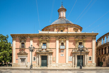 View at the Basilica of Saint Mary in the streets of Valencia - Spain