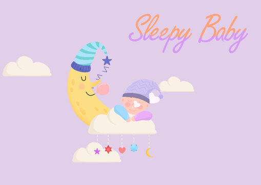 sleep, baby, moon, child, children, clouds, night, motion picture, animation
