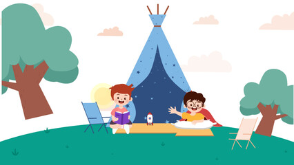 camping, traveling, travel, family, nature, view, animation, motion picture