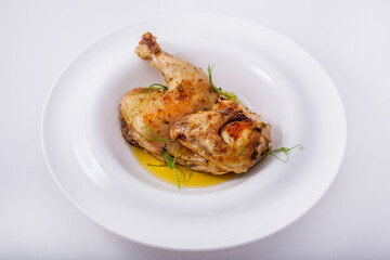 Fried half of a chicken carcass