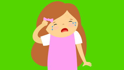 Girl crying and wiping her tears with her hands