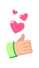 Thumb up like sticker. Vector illustration