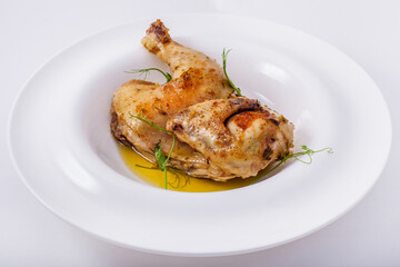 Fried half of a chicken carcass
