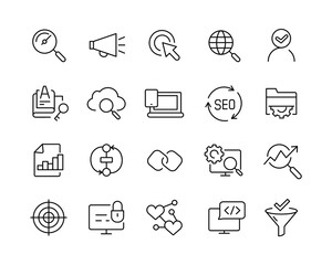 Search Engine Icons - Vector Line. Editable Stroke. 