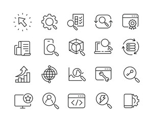 Search Engine Icons - Vector Line. Editable Stroke. 