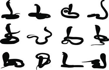 Vector snake icons on isolated white background