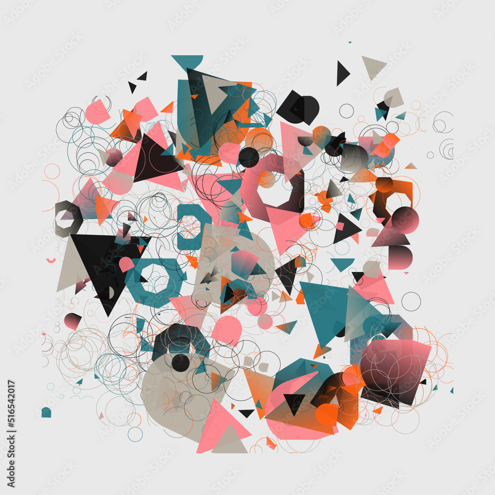 Aufkleber abstract vector graphics made with generative art approach using geometric shapes