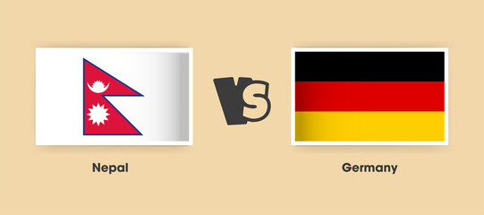 Nepal vs Germany flags placed side by side. Creative stylish national flags of Nepal and Germany with background