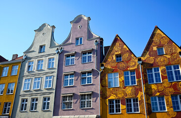 Fototapeta na wymiar residential townhouses in historic part of Gdansk, Szeroka street, Gdansk, Tri-city, Pomerania, Poland, Europe