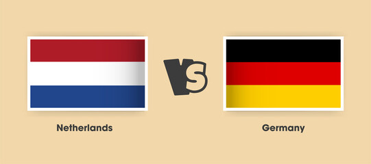 Netherlands vs Germany flags placed side by side. Creative stylish national flags of Netherlands and Germany with background
