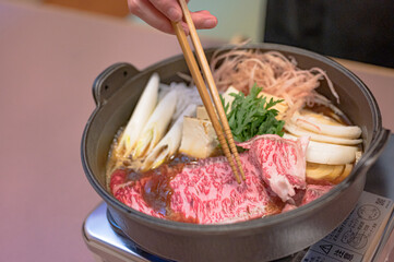 高級霜降りすき焼き