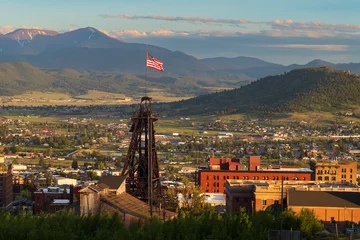 Foto op Canvas Headframes of Butte, Montana, remnants of mines of the early 1900's © Jonathan W. Cohen 