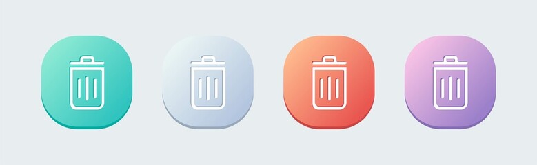 Trash bin line icon in flat design style. Delete signs vector illustration.
