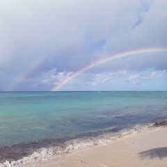 Rainbow over the Caribbean Sea off the coast of Saona Island of the Dominican Republic