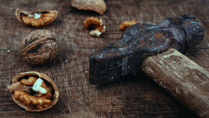 Delicious nuts on a board