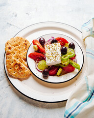 Greek salad and pita bread