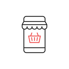 Smartphone with shopping cart on the screen. High quality coloured vector illustration..