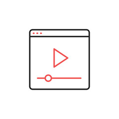 Media player on web page. Video advertising icon. High quality coloured vector illustration..