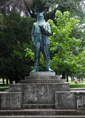 Fototapeta premium Monument to the Austrian poet and prose writer Franz Stelzhamer.