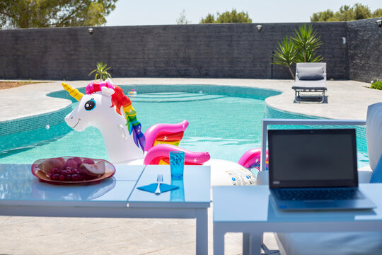unicorn float in the pool, pool office, work or swimming....