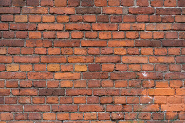 Empty brick red wall. background of a old brick house.