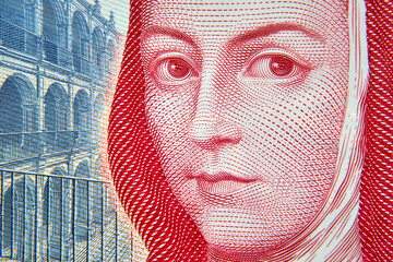 100 peso ,Meksyk ,banknot w przybliżeniu ,100 pesos, Mexico, a banknote approximately - obrazy, fototapety, plakaty