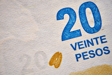 20 peso, Argentyna ,banknot w przybliżeniu ,20 pesos, Argentina, approximate banknote