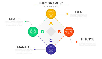 Five steps timeline infographic elements plan concept design vector with icons. Business workflow network project template for presentation and report.	
