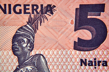 5 naira nigeryjskich w przybliżeniu ,5 Nigerian nairs approximately - obrazy, fototapety, plakaty