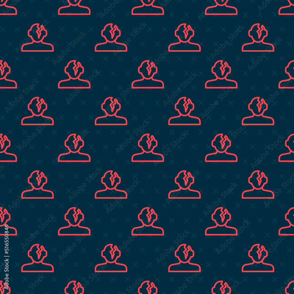 Aufkleber red line solution to the problem in psychology icon isolated seamless pattern on black background. t