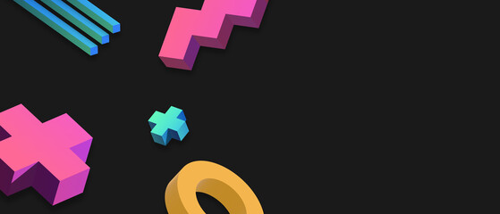 three dimensional abstract geometric creative background template. for September, back to school, technology, mathematic content. vector banner.