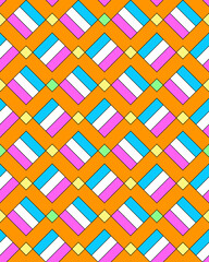 Vector seamless abstract geometric pattern with squares on an orange background. This is a fun texture where you can change the color of each element and the background. Printing, textiles and design