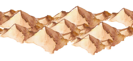 Watercolor pattern with sand dune isolated on white background, clipping path