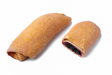 Bun with homemade jam and sugar