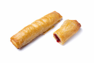 Puff tube with raspberry jam