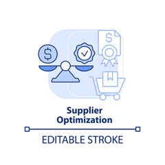 Supplier optimization light blue concept icon. Purchasing strategy abstract idea thin line illustration. Supply chain. Isolated outline drawing. Editable stroke. Arial, Myriad Pro-Bold fonts used