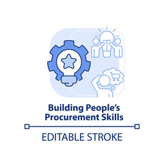 Building people procurement skills light blue concept icon. Purchasing strategy abstract idea thin line illustration. Isolated outline drawing. Editable stroke. Arial, Myriad Pro-Bold fonts used